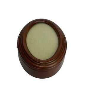 Vintage Faux Wooden Jewelry Music Box Oval Glass Top Wind Up Musical Broken